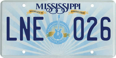 MS license plate LNE026