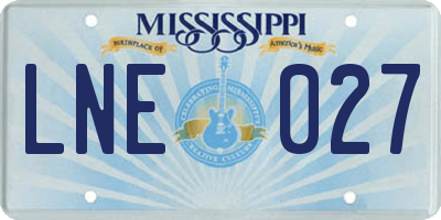 MS license plate LNE027