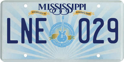 MS license plate LNE029