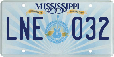 MS license plate LNE032