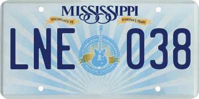 MS license plate LNE038