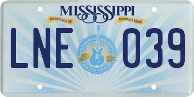 MS license plate LNE039