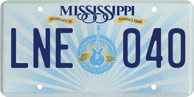 MS license plate LNE040