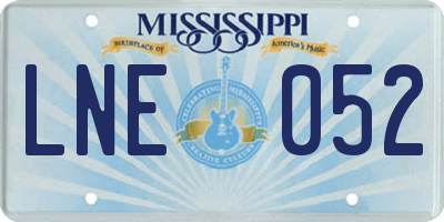 MS license plate LNE052