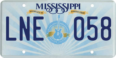 MS license plate LNE058