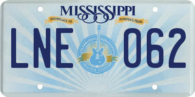 MS license plate LNE062