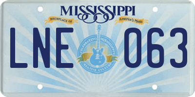 MS license plate LNE063