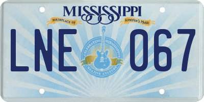 MS license plate LNE067