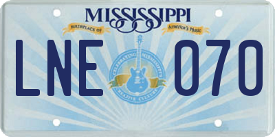MS license plate LNE070