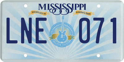 MS license plate LNE071