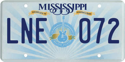 MS license plate LNE072