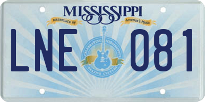 MS license plate LNE081