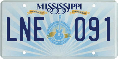 MS license plate LNE091