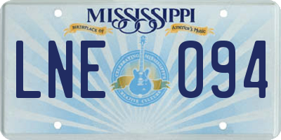 MS license plate LNE094