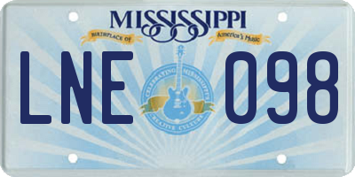 MS license plate LNE098