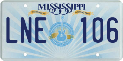 MS license plate LNE106