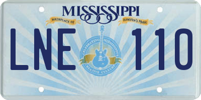 MS license plate LNE110