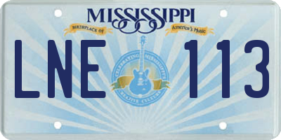MS license plate LNE113