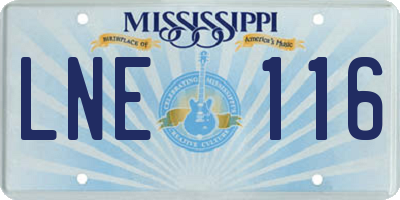MS license plate LNE116