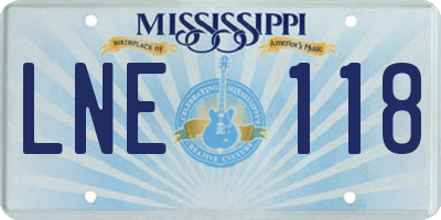 MS license plate LNE118