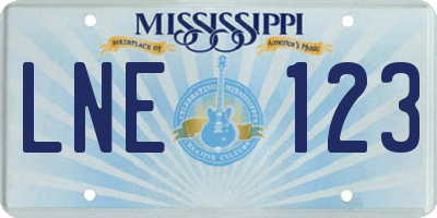 MS license plate LNE123