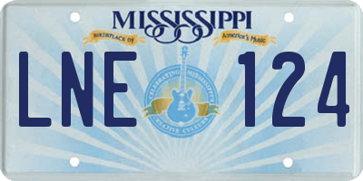 MS license plate LNE124