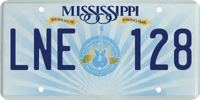 MS license plate LNE128