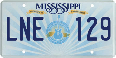 MS license plate LNE129