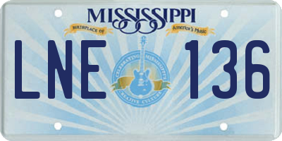 MS license plate LNE136