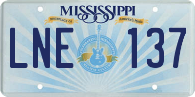 MS license plate LNE137