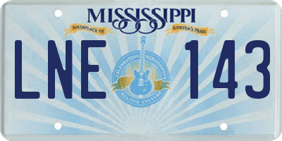 MS license plate LNE143