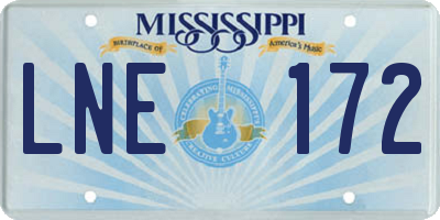 MS license plate LNE172