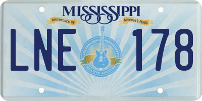 MS license plate LNE178