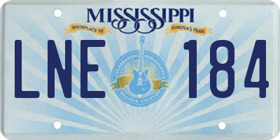 MS license plate LNE184