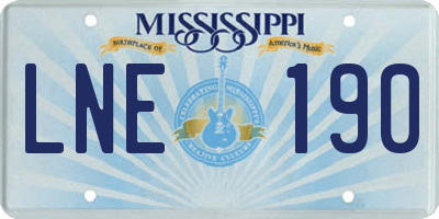 MS license plate LNE190