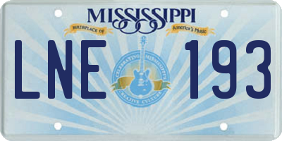 MS license plate LNE193