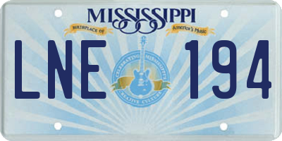 MS license plate LNE194