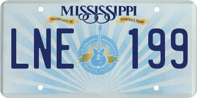 MS license plate LNE199