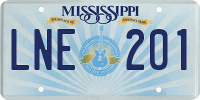 MS license plate LNE201