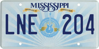 MS license plate LNE204