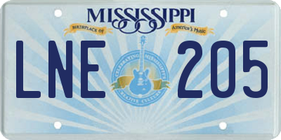 MS license plate LNE205