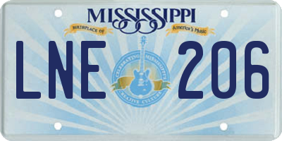 MS license plate LNE206