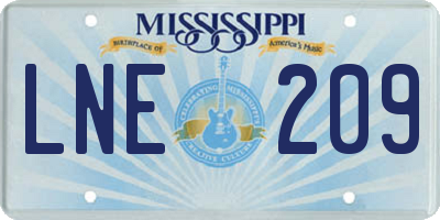 MS license plate LNE209