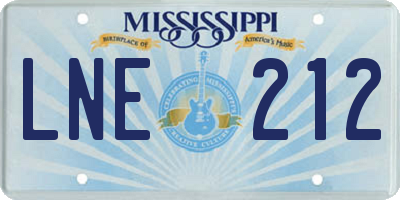 MS license plate LNE212