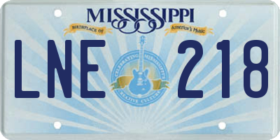MS license plate LNE218