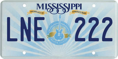 MS license plate LNE222