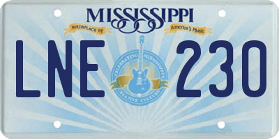 MS license plate LNE230