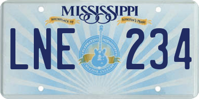 MS license plate LNE234