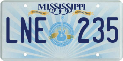 MS license plate LNE235
