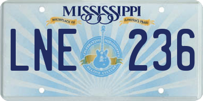 MS license plate LNE236